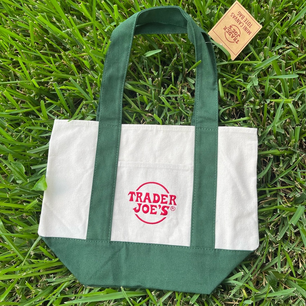 Mini trader Joe's tote bag moss green dark new - Picture 2 of 5